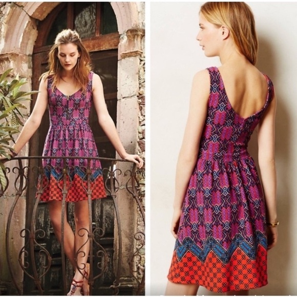 Maeve Dresses & Skirts - Maeve Pink and Orange Patterned Dress